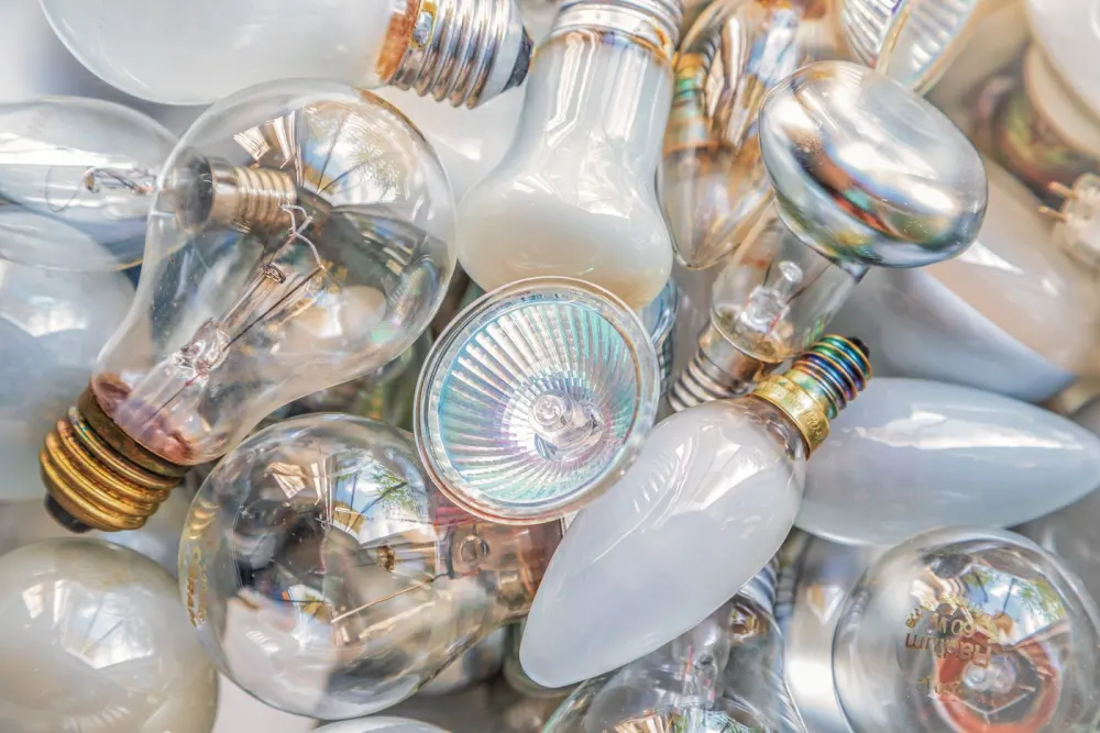 A close-up assortment of screw, reflector, and decorative bulbs
